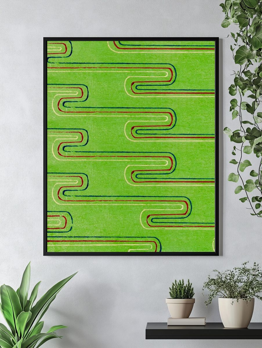 Vintage woodblock print Japanese textile. — room view 4