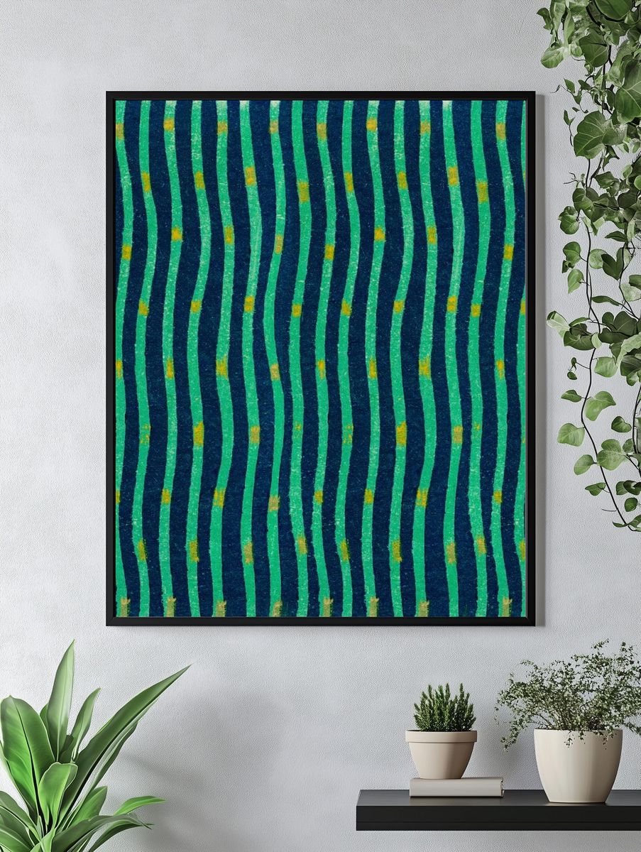 Vintage woodblock print Japanese textile. — room view 4