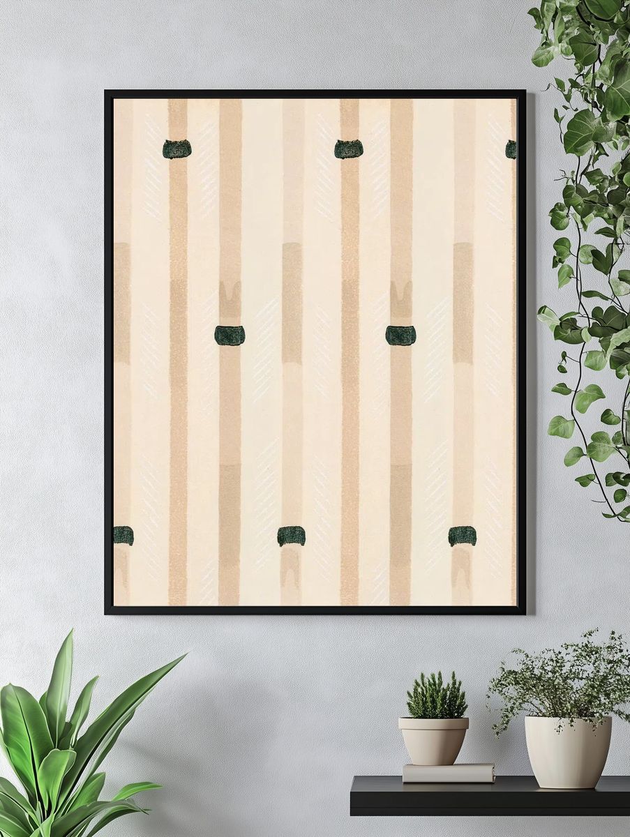 Vintage woodblock print Japanese textile. — room view 4