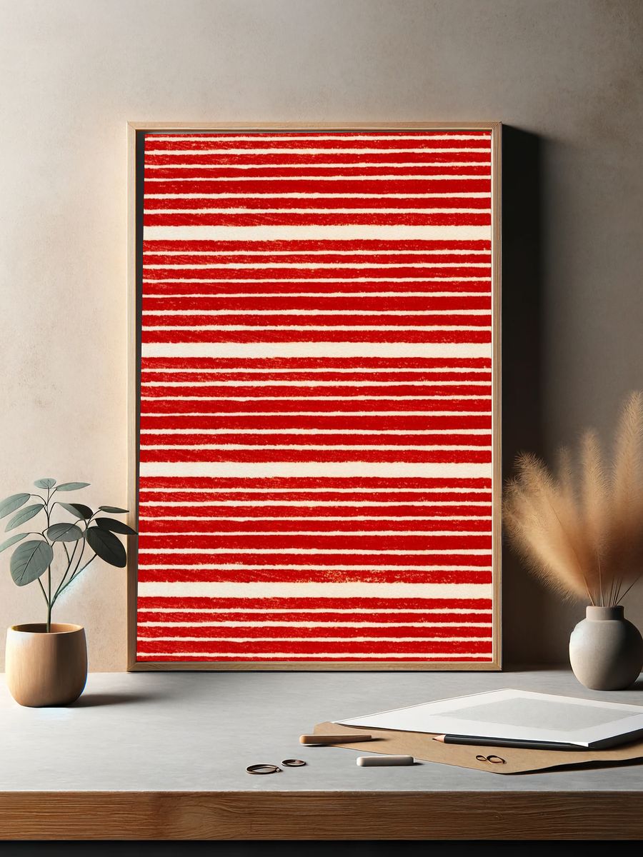 Vintage woodblock print Japanese textile. — room view 2