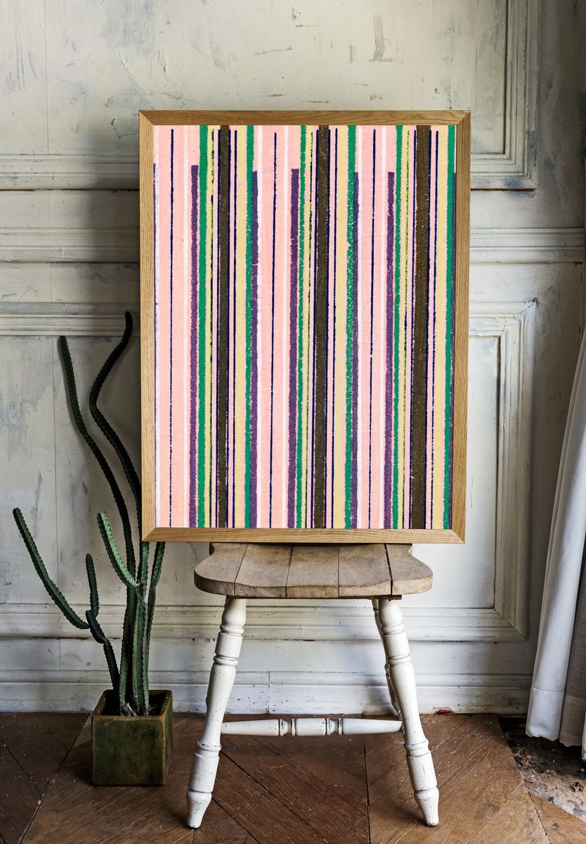 Vintage woodblock print Japanese textile. room preview