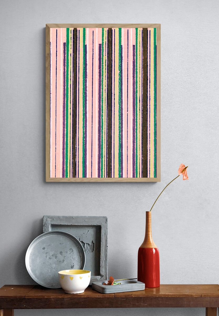 Vintage woodblock print Japanese textile. — room view 3