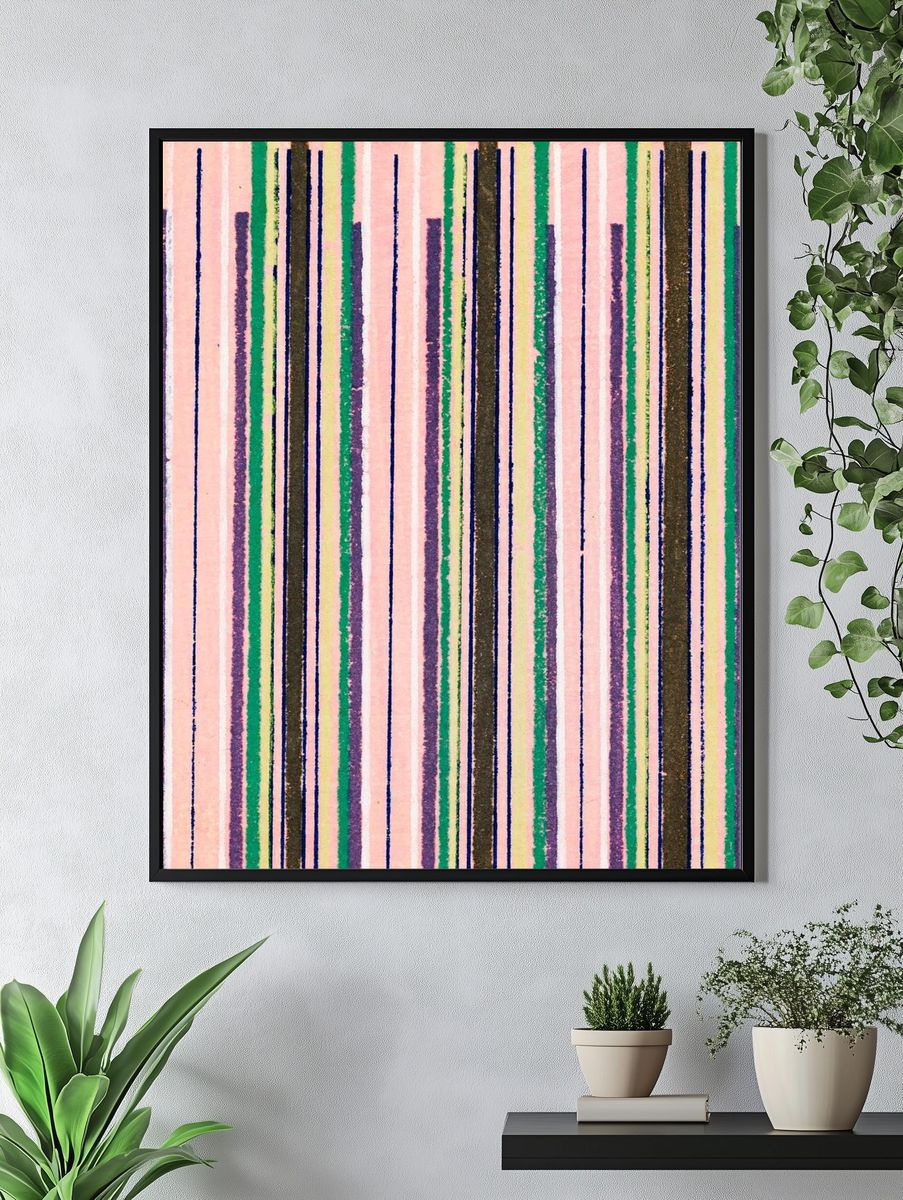 Vintage woodblock print Japanese textile. — room view 4