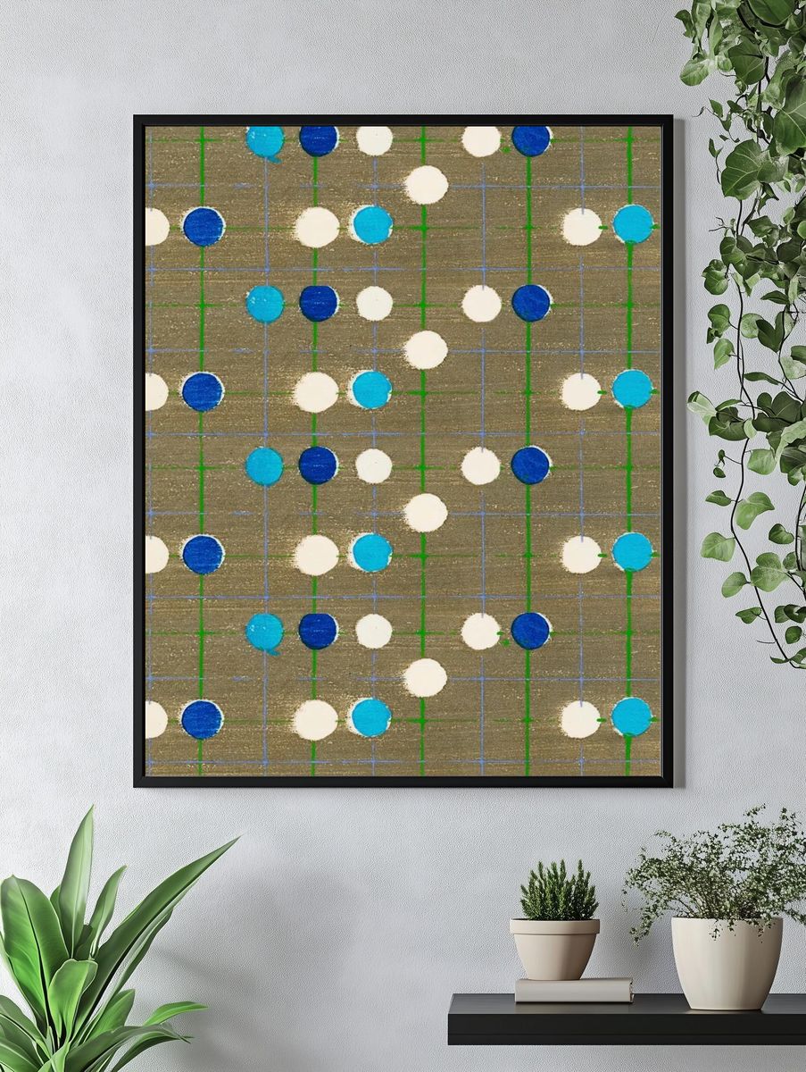 Vintage woodblock print Japanese textile. — room view 4