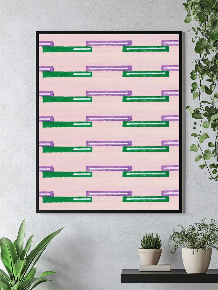 Vintage woodblock print Japanese textile. — room view 4