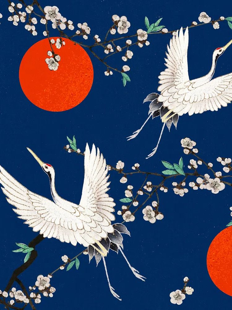 Crane and Plum Blossom by Watanabe Seitei — Art Print. poster — fine-art art