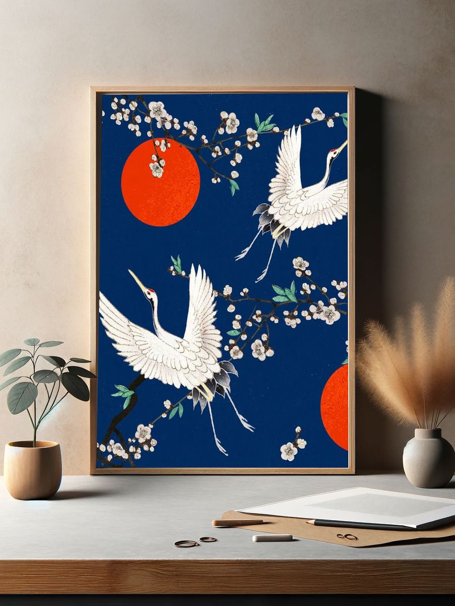 Crane and Plum Blossom by Watanabe Seitei — Art Print. — room view 2