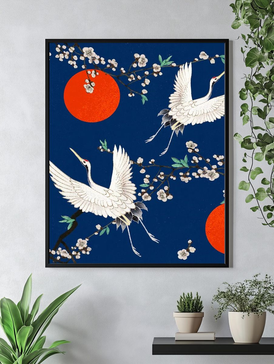 Crane and Plum Blossom by Watanabe Seitei — Art Print. — room view 4