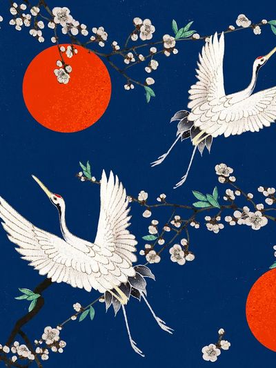 Crane and Plum Blossom by Watanabe Seitei — Art Print. poster