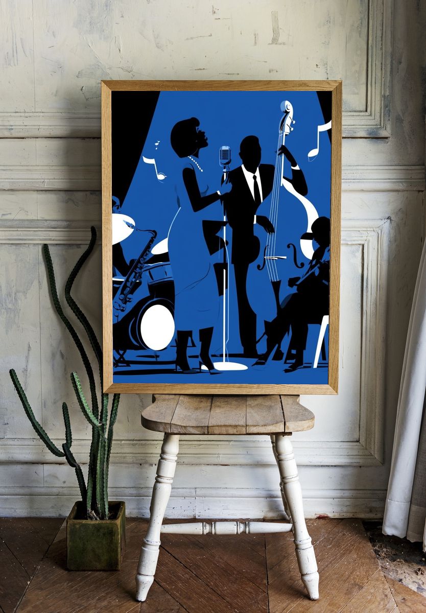Jazz Ensemble Silhouette Poster. — room view 1
