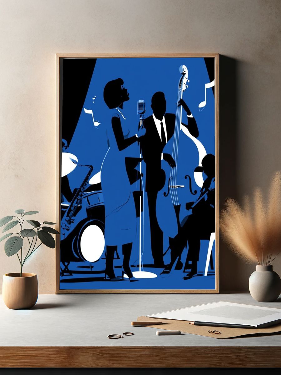 Jazz Ensemble Silhouette Poster. — room view 2