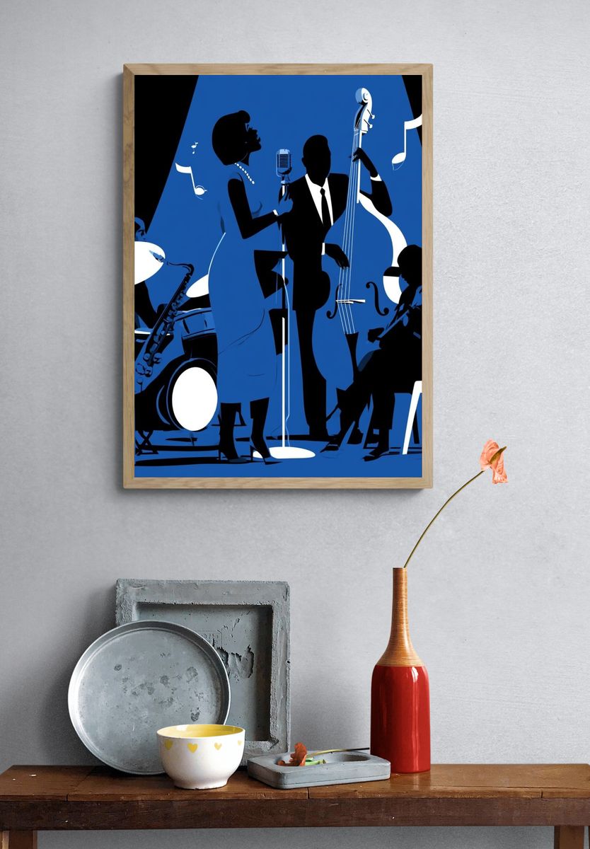Jazz Ensemble Silhouette Poster. — room view 3