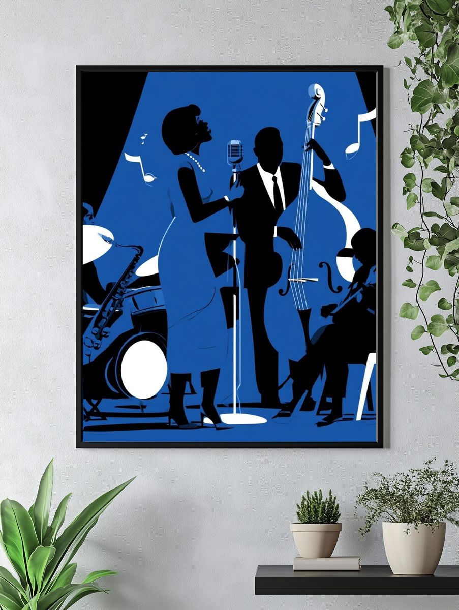 Jazz Ensemble Silhouette Poster. — room view 4