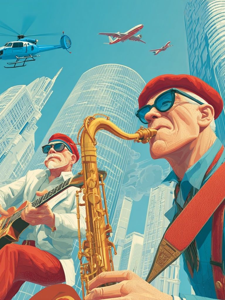 Jazz Musicians in the City Poster. poster — music art
