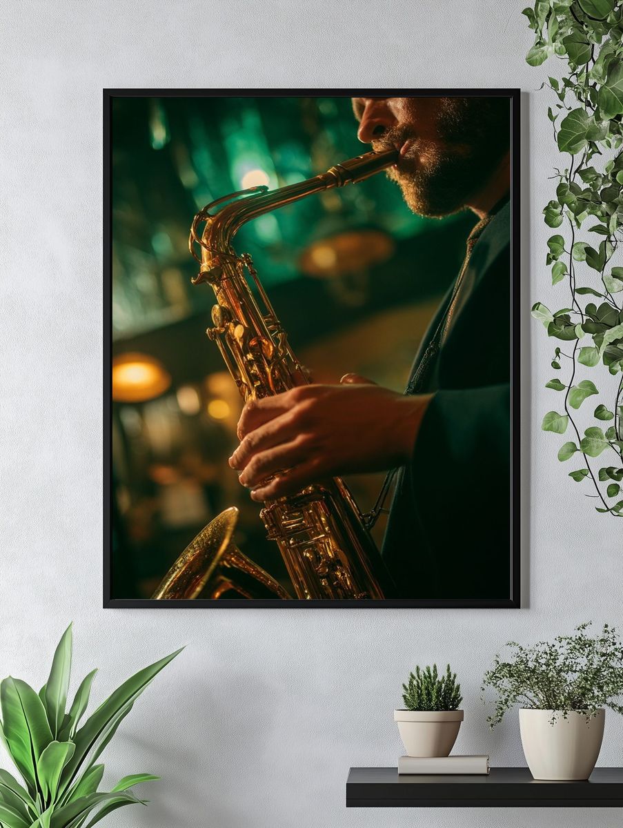 Jazz Saxophone Performance Photography Poster. — room view 4