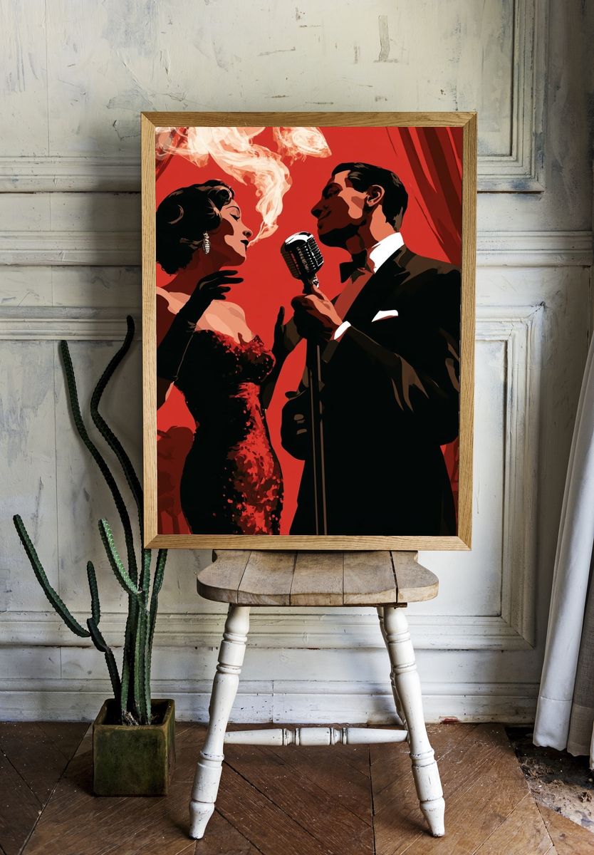 Jazz Duet Vintage Poster. room preview