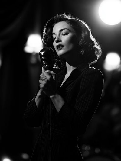 Vintage Jazz Singer Black-White Poster. poster