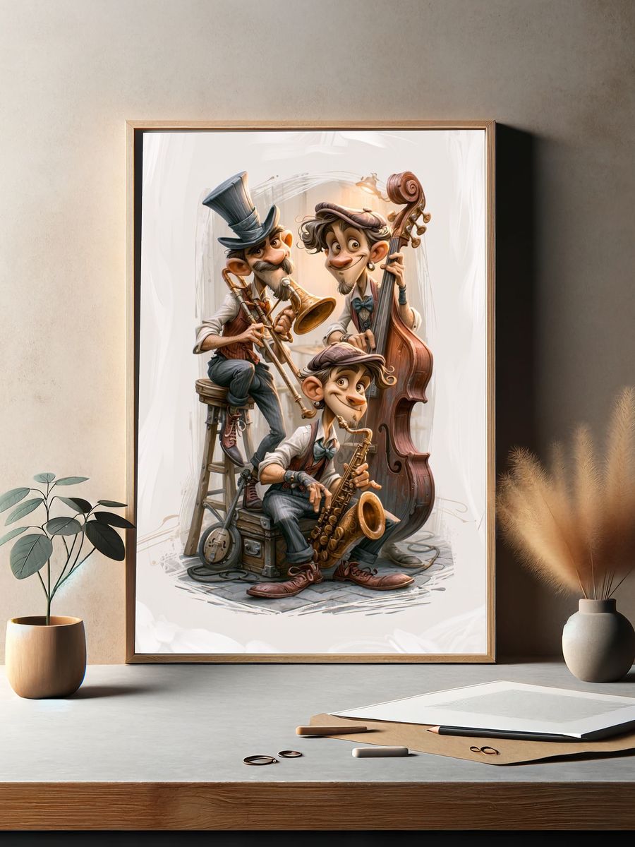 Jazz Musicians Illustration Poster. — room view 2
