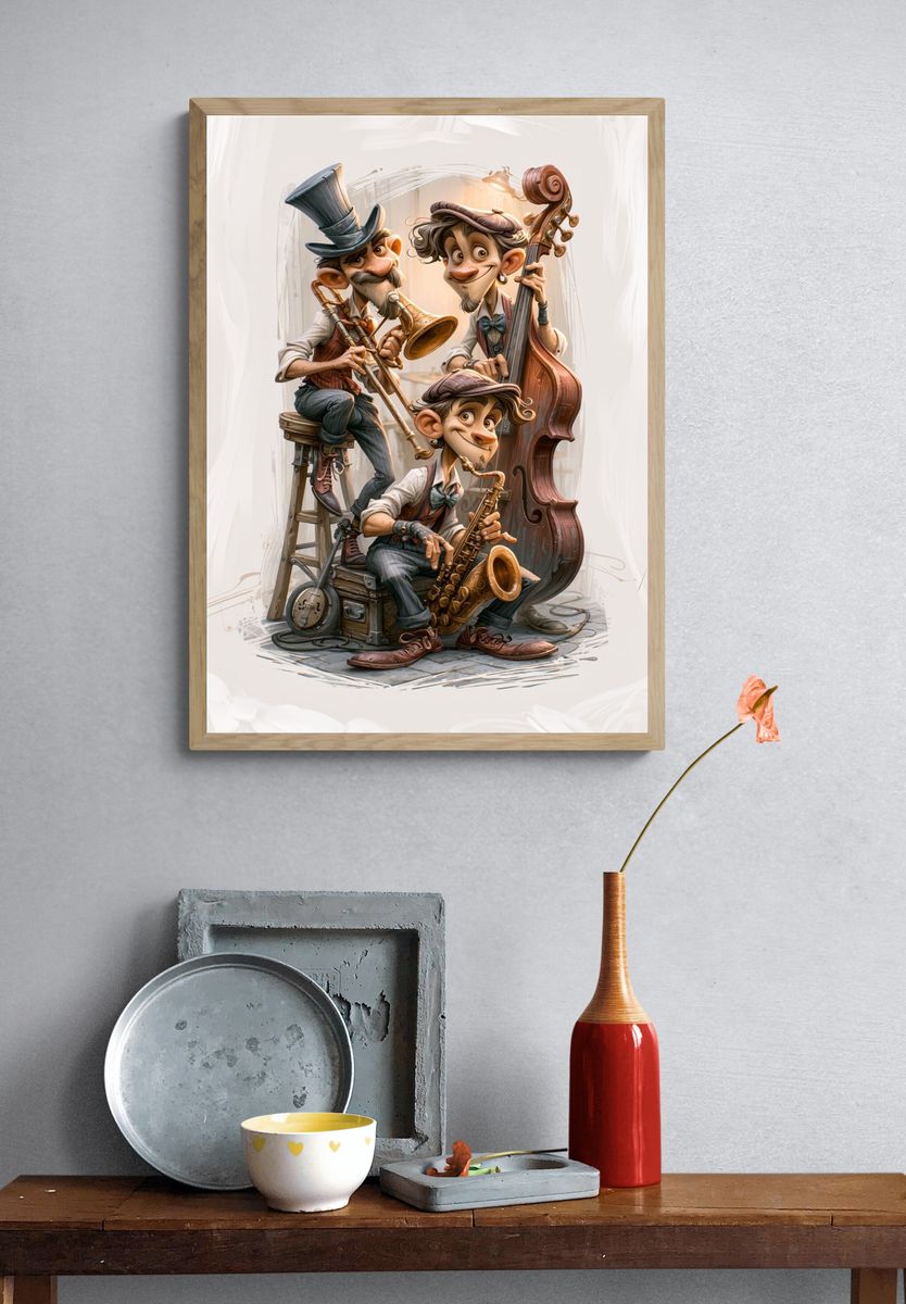 Jazz Musicians Illustration Poster. — room view 3