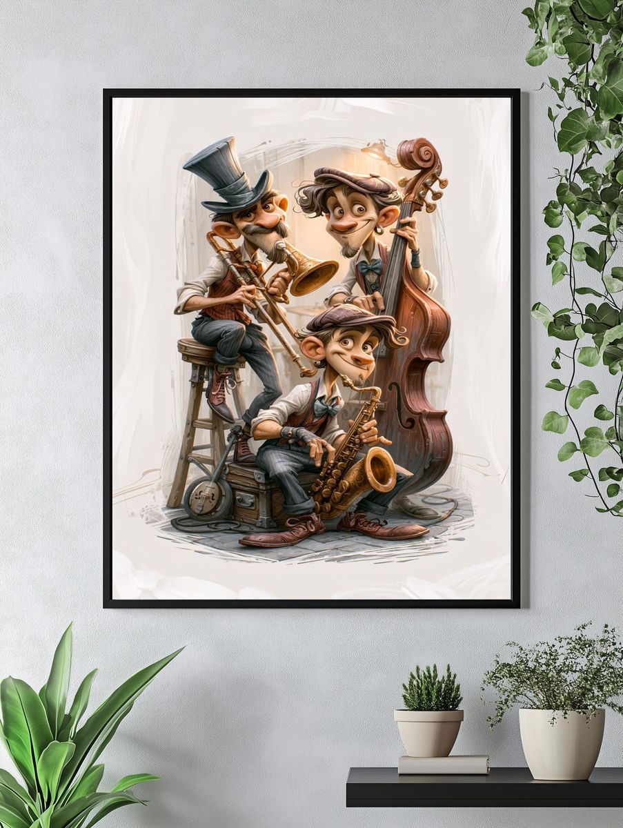 Jazz Musicians Illustration Poster. — room view 4