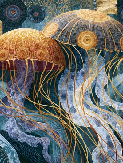 Jellyfish Mosaic Poster.