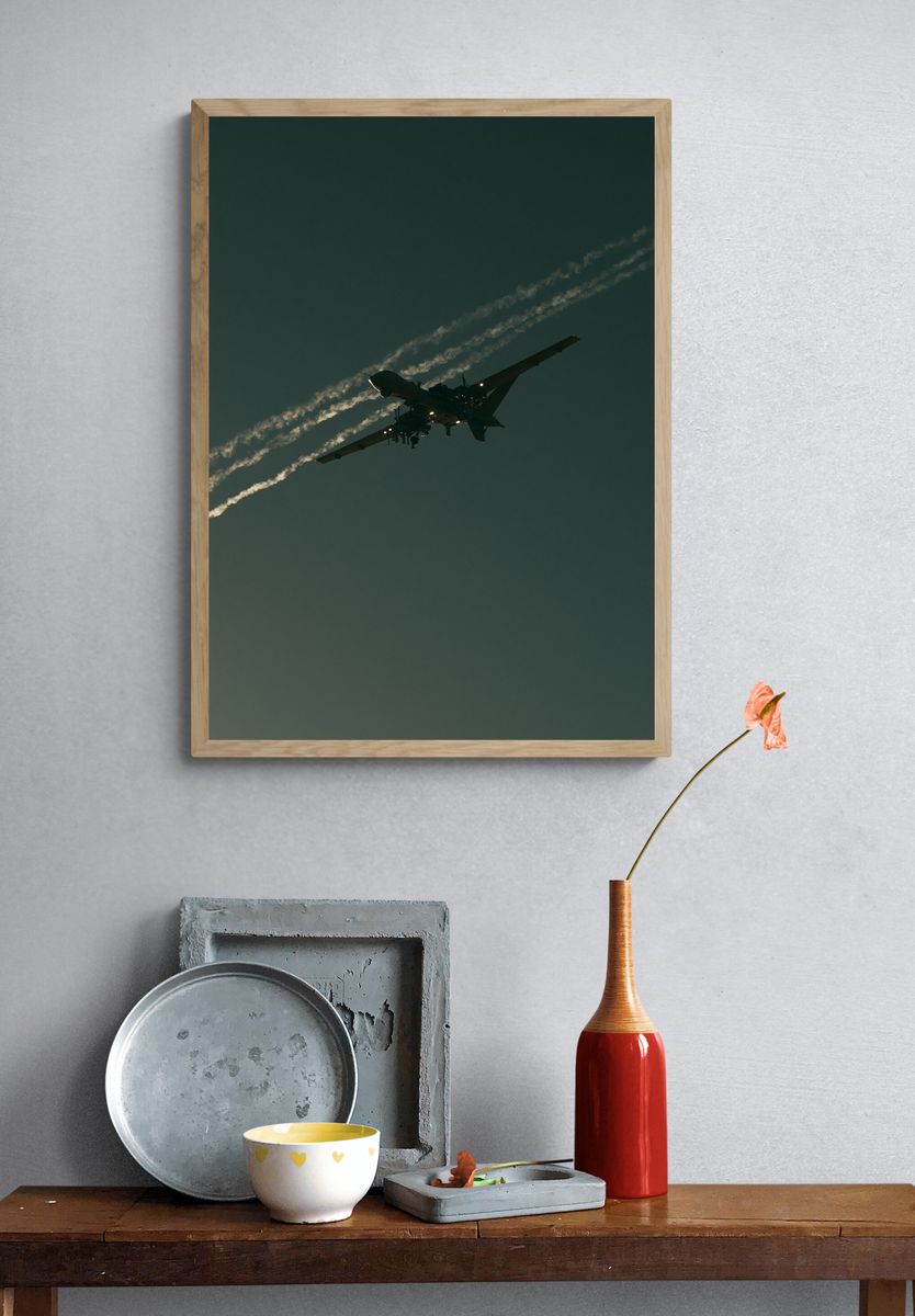 Jet Silhouette in Twilight Photography Poster. — room view 3