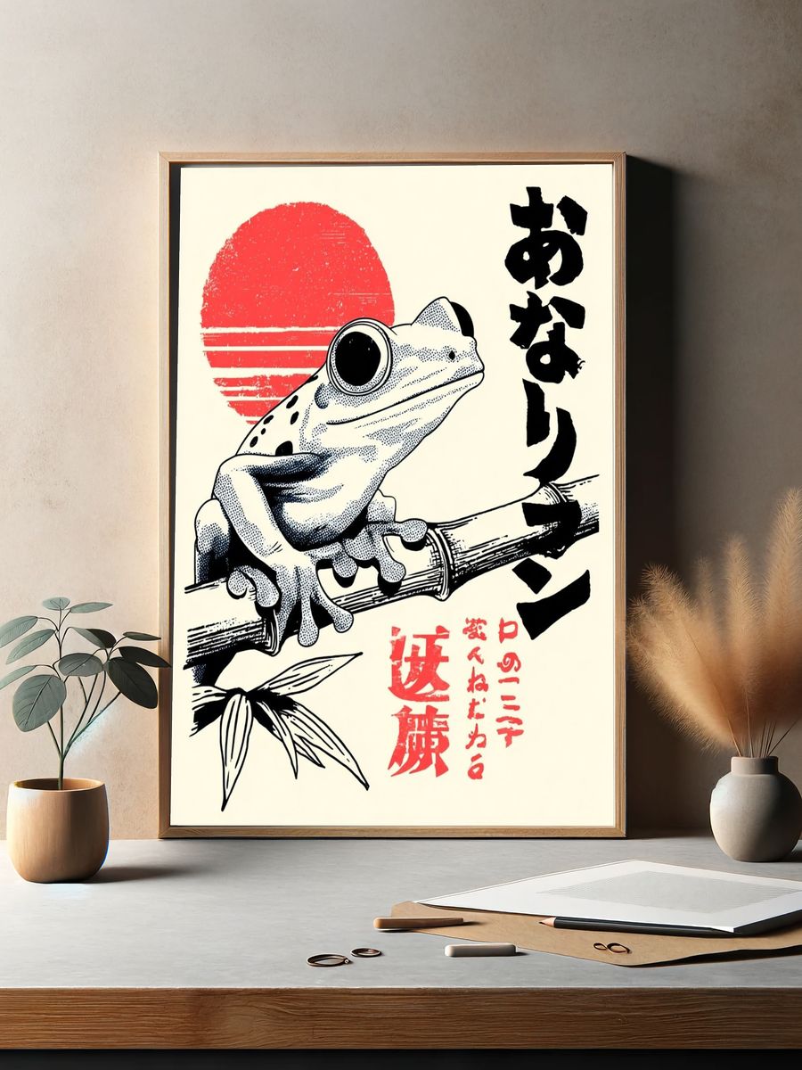 Japanese Frog — Vintage Print. — room view 2