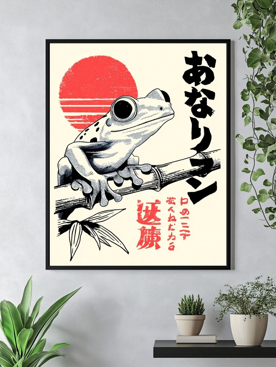 Japanese Frog — Vintage Print. — room view 4
