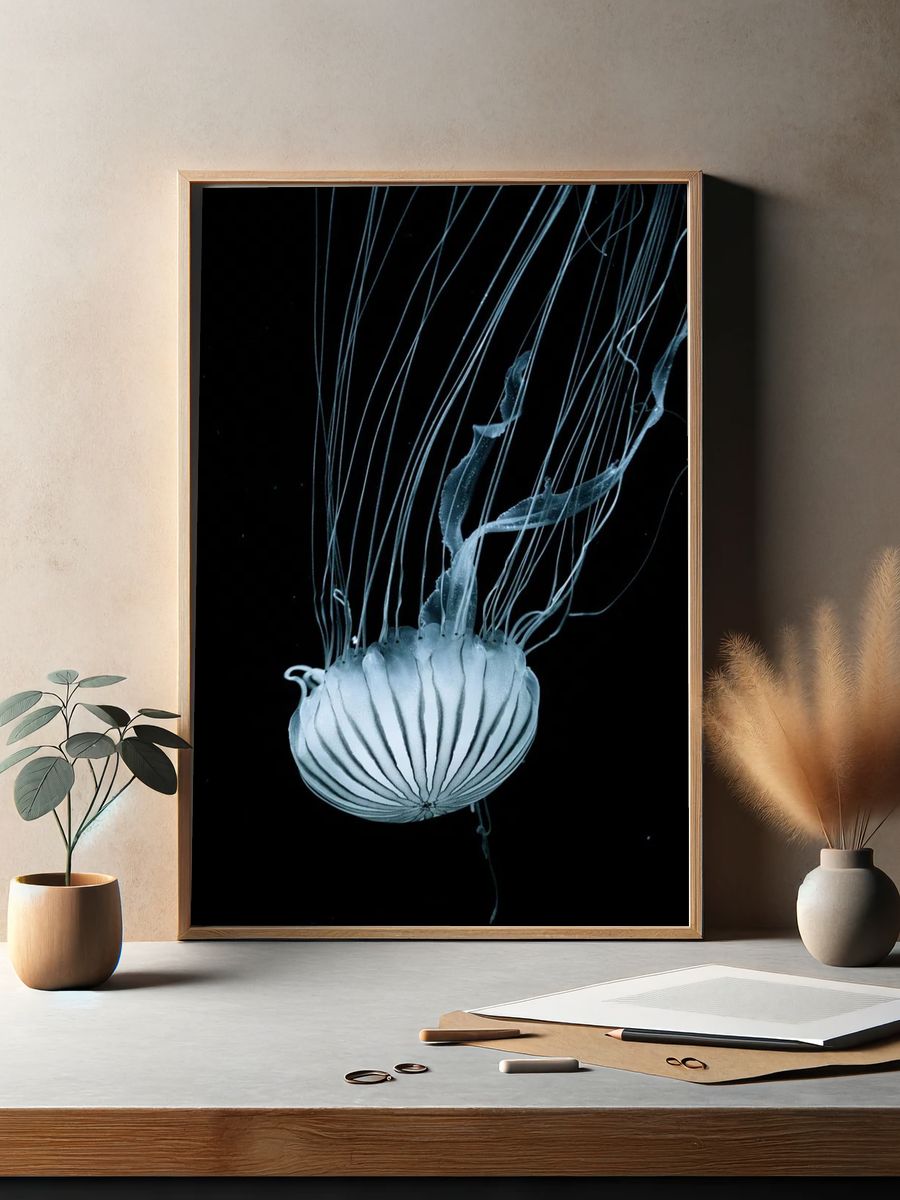 Jellyfish — Black and White Print. — room view 2