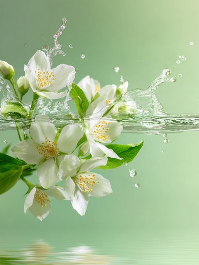 Jasmine Flowers in Water — Botanical Print. poster print