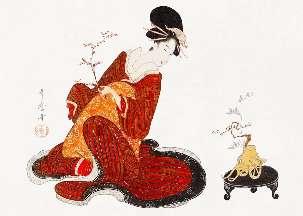 Japanese Geisha Illustration Print. poster detail