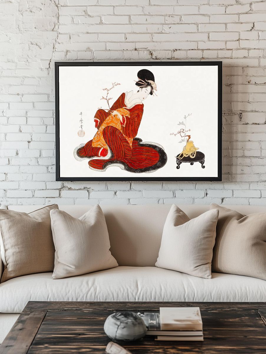 Japanese Geisha Illustration Print. — room view 1