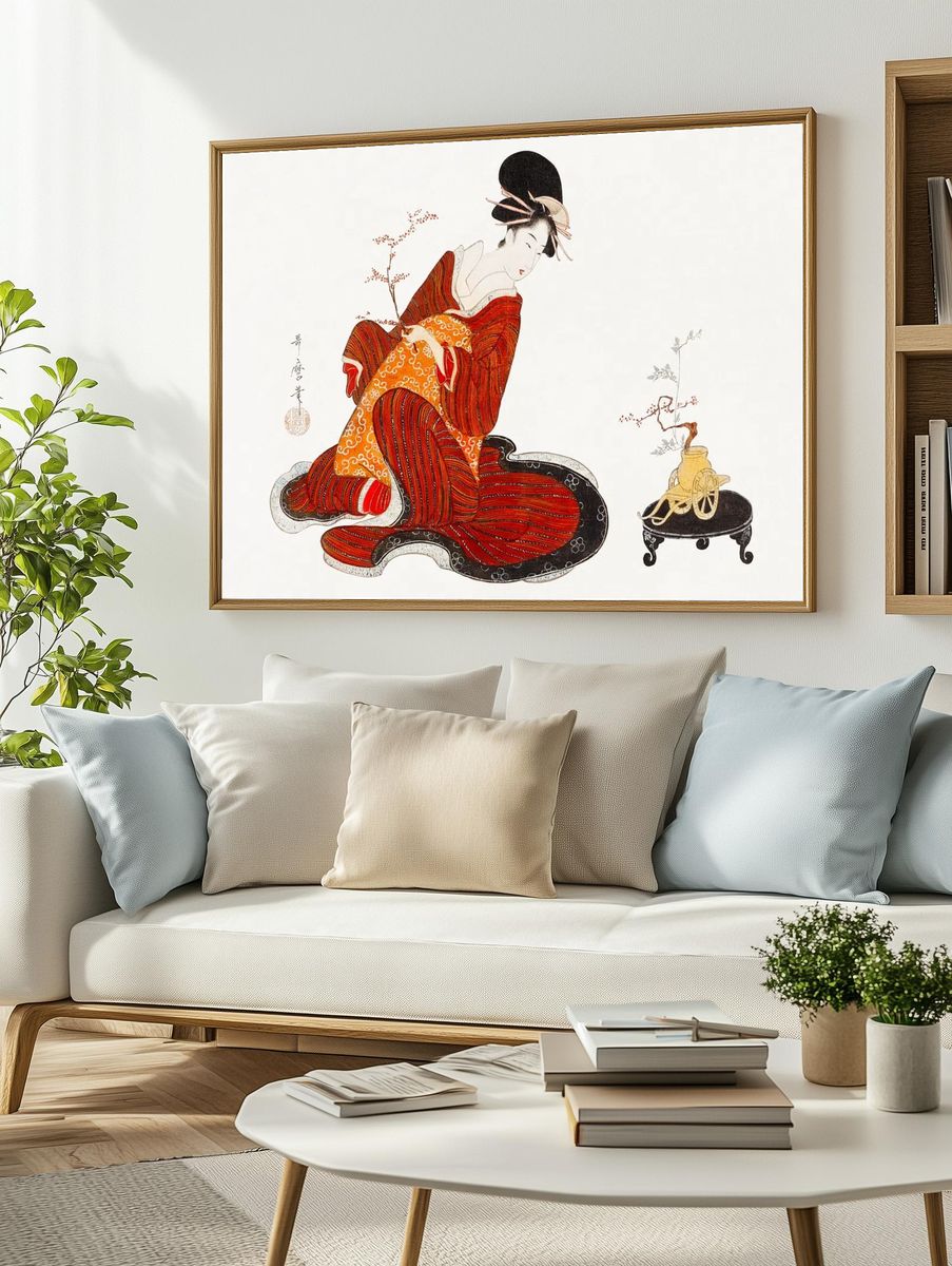 Japanese Geisha Illustration Print. — room view 2