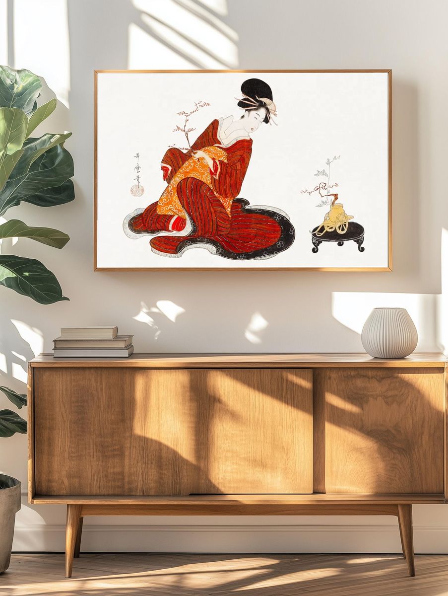Japanese Geisha Illustration Print. — room view 3