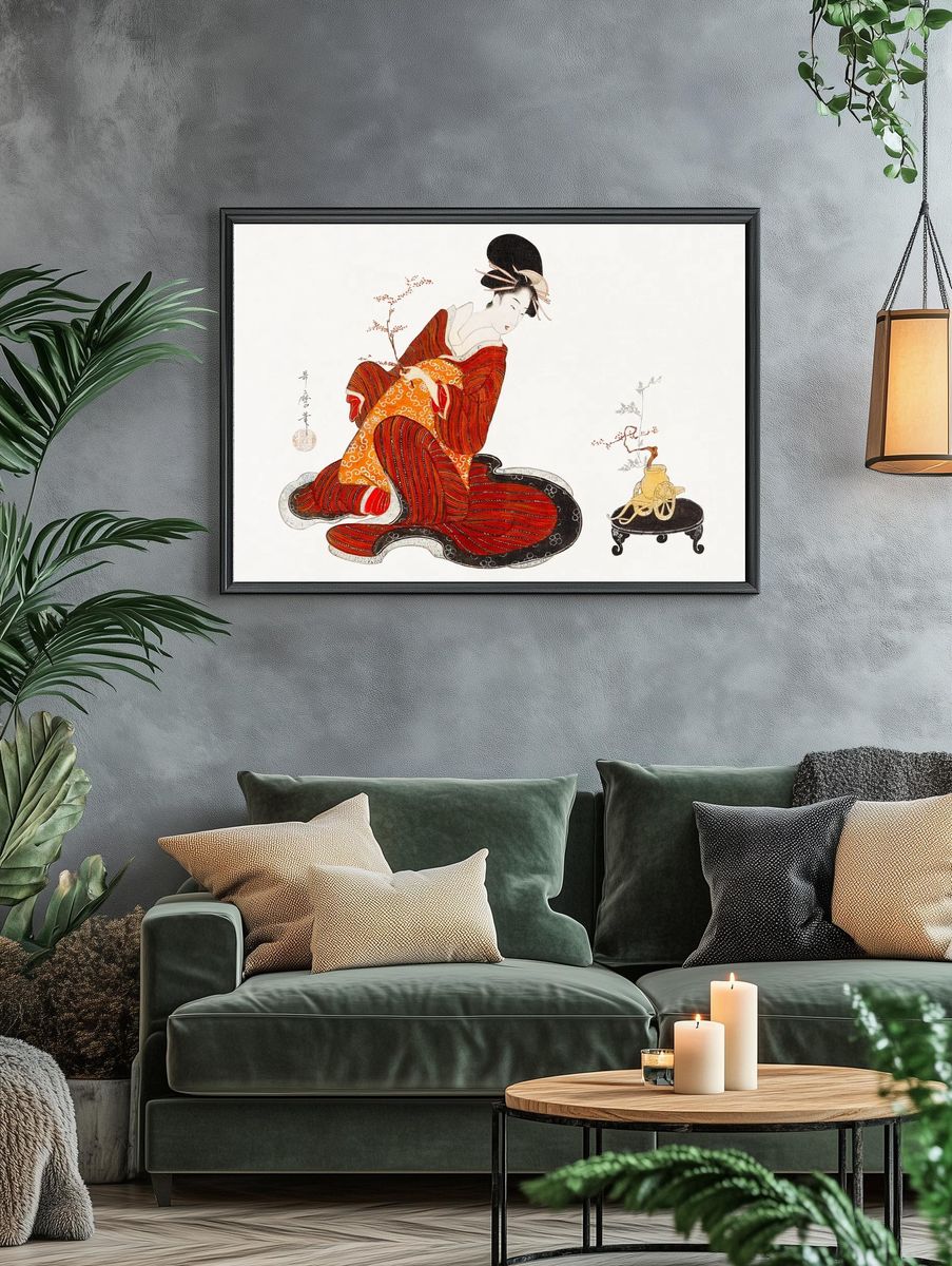 Japanese Geisha Illustration Print. — room view 4