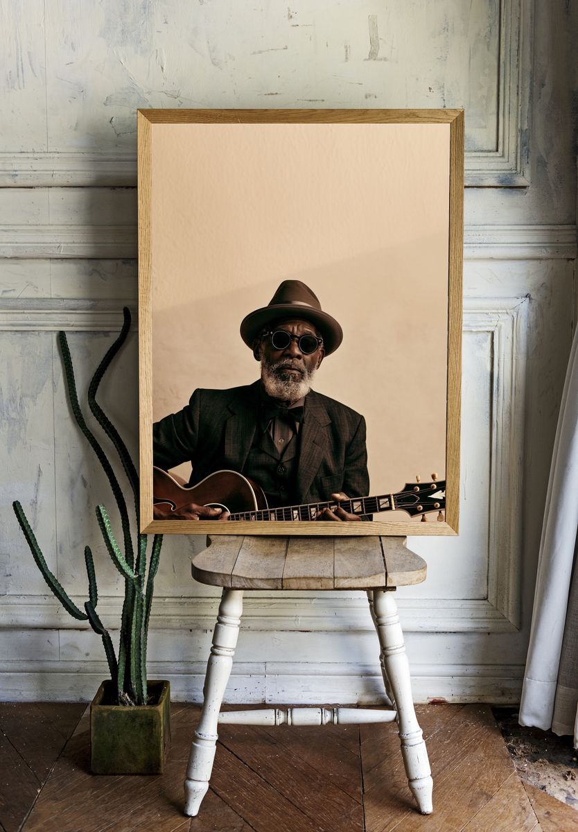 Jazz Guitar Portrait Poster. room preview
