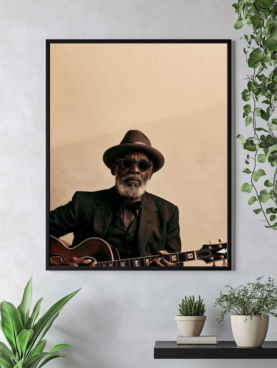 Jazz Guitar Portrait Poster. — room view 4