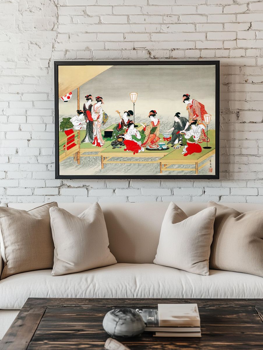 Japanese Geisha Gathering — Vintage Print. — room view 1