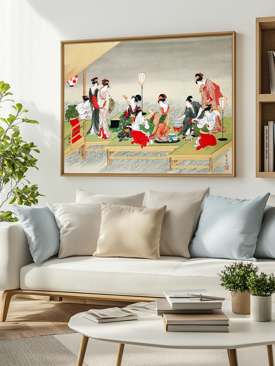 Japanese Geisha Gathering — Vintage Print. — room view 2