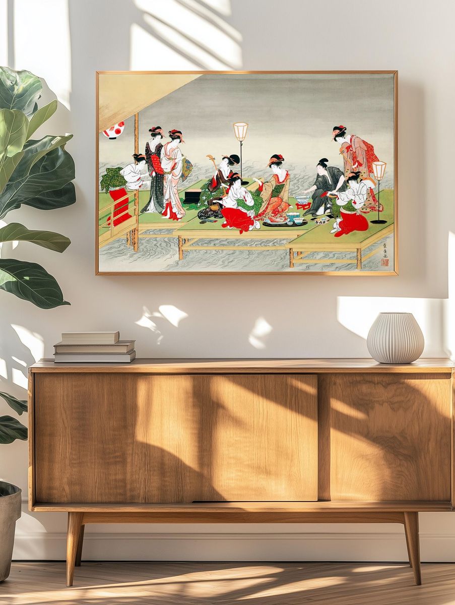 Japanese Geisha Gathering — Vintage Print. — room view 3