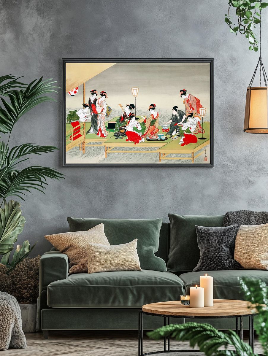 Japanese Geisha Gathering — Vintage Print. — room view 4