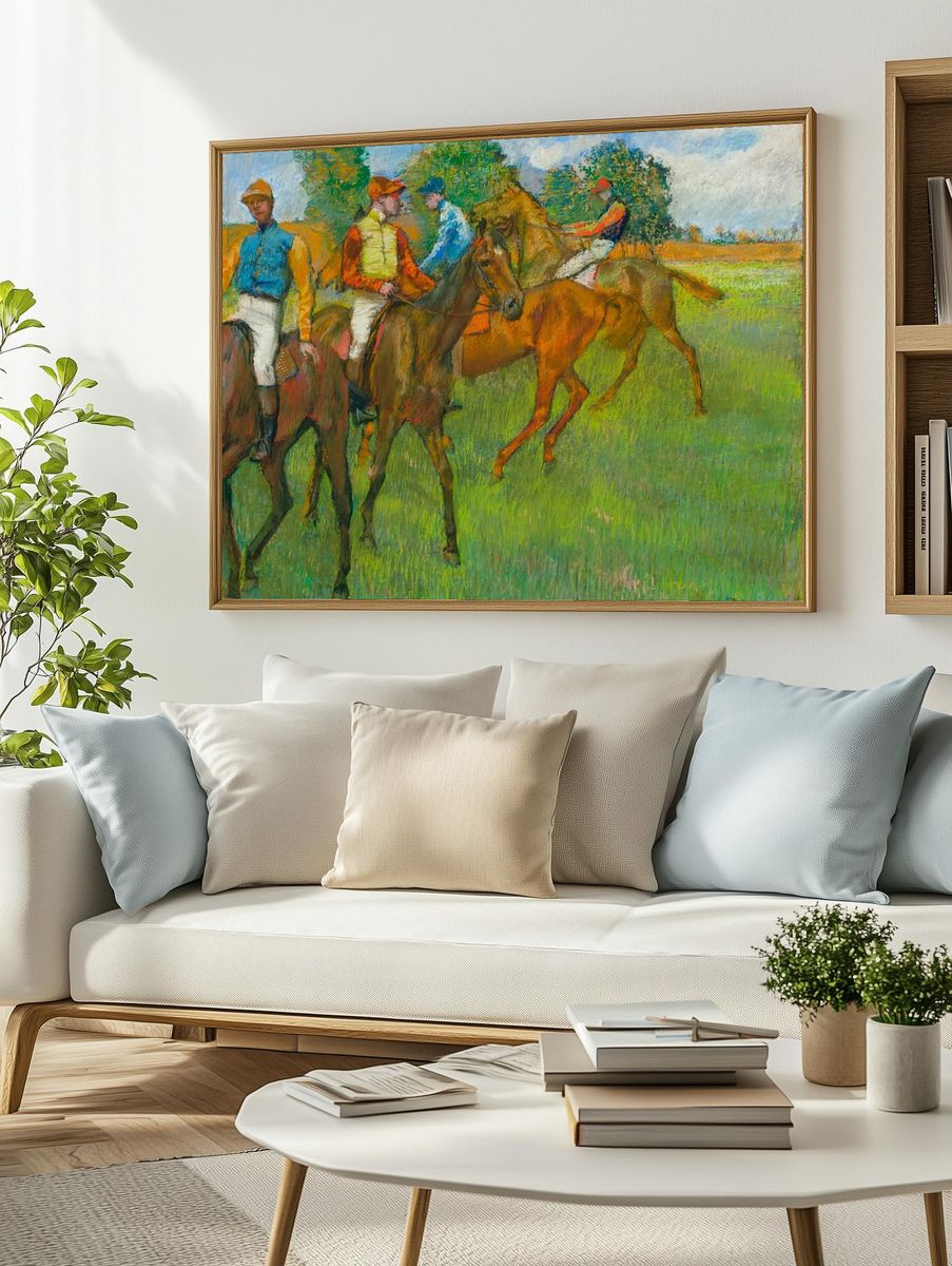 Jockeys on Horses — Fine Art Print. — room view 2