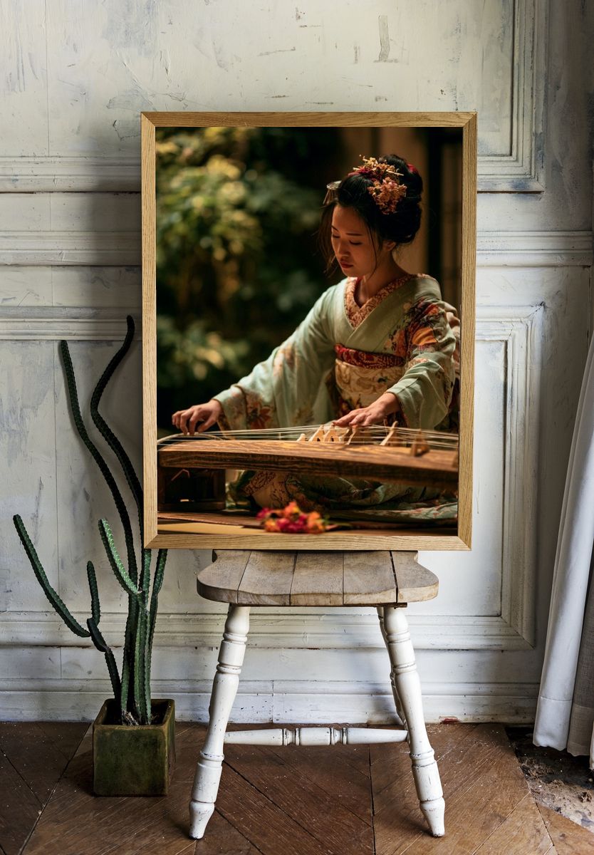 Japanese Koto Player Photography Poster. room preview