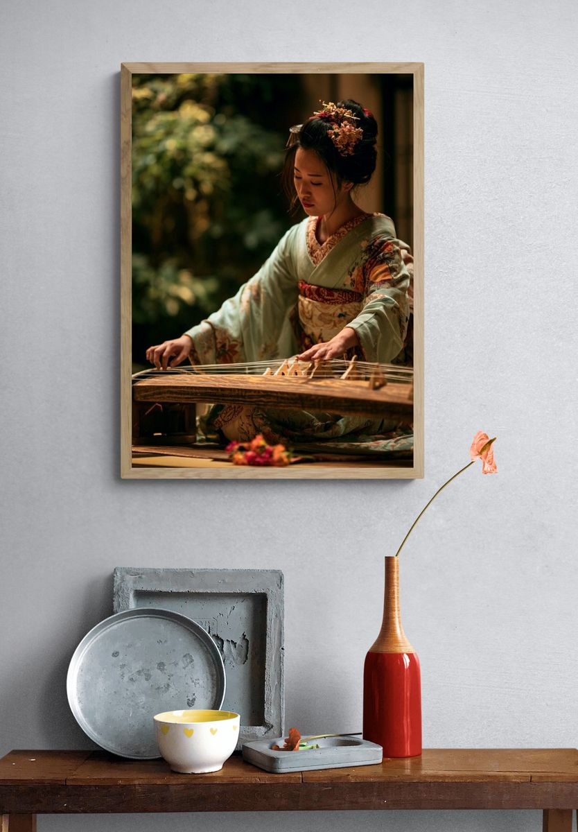 Japanese Koto Player Photography Poster. — room view 3