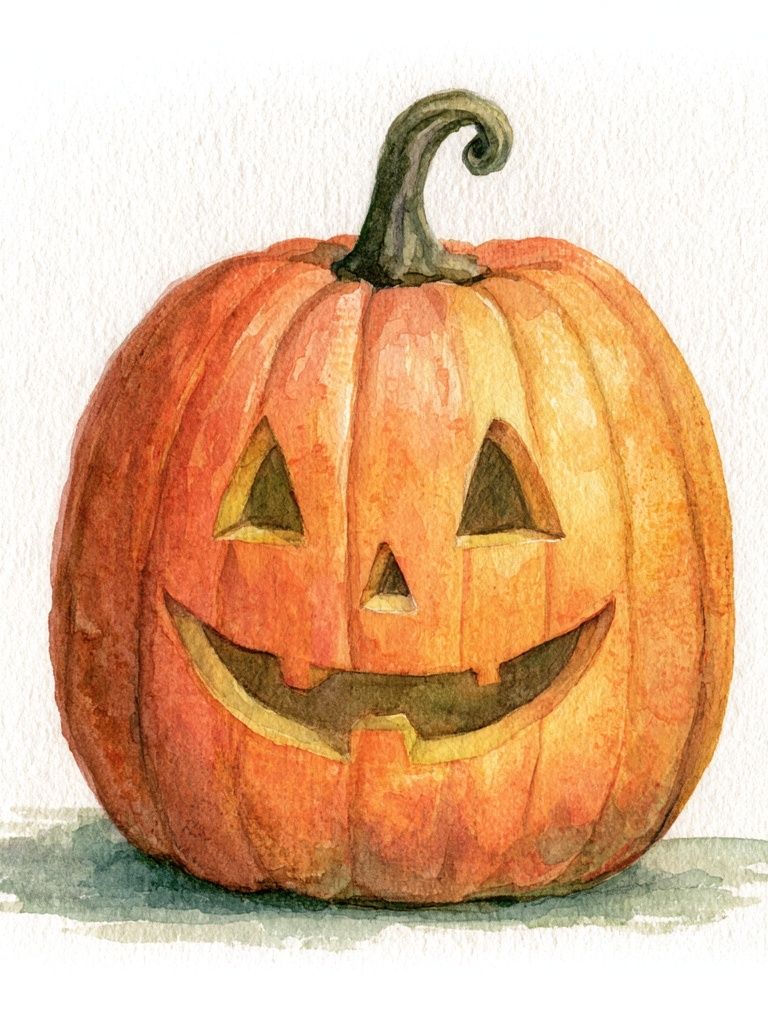 Jack-o'-Lantern Watercolor Poster. poster — illustration art