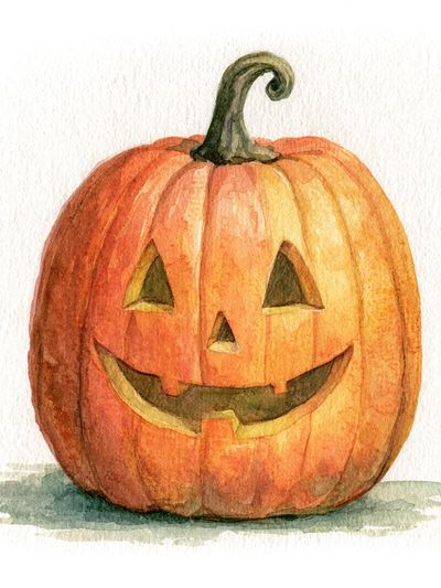 Jack-o'-Lantern Watercolor Poster.