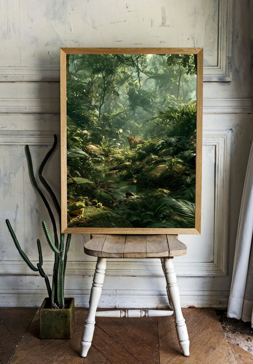 Jungle Leopard Forest Print. room preview