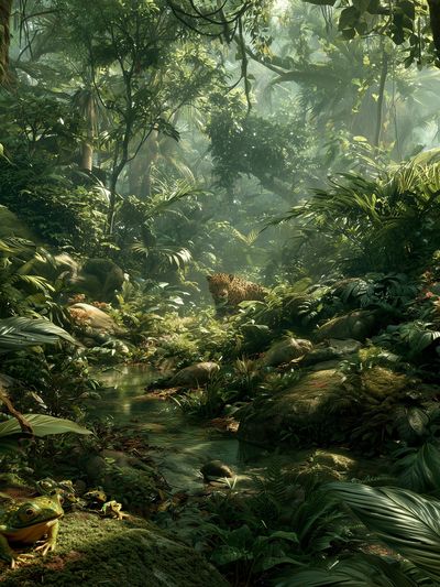 Jungle Leopard Forest Print.