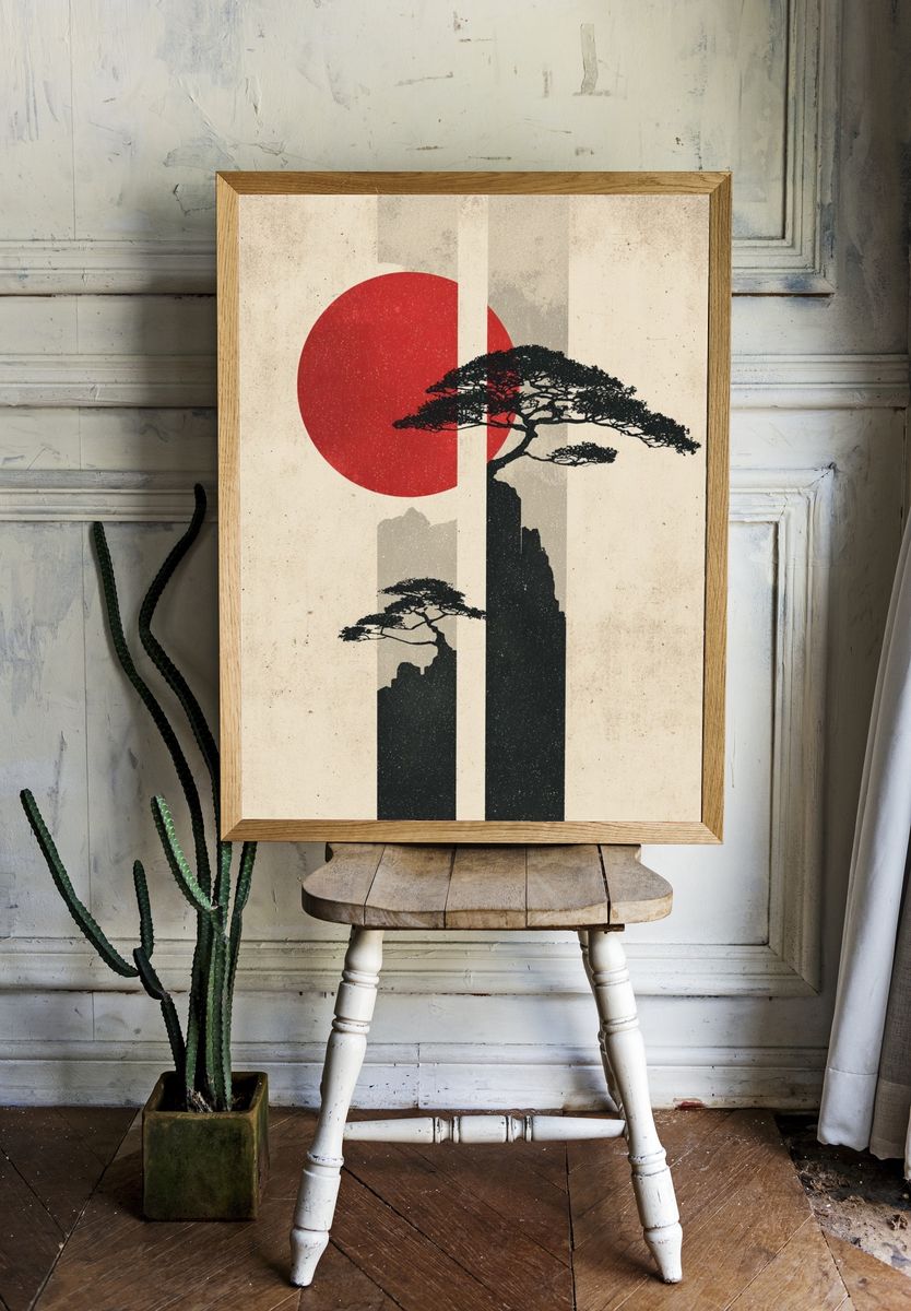 Japanese Landscape — Minimalist Print room preview