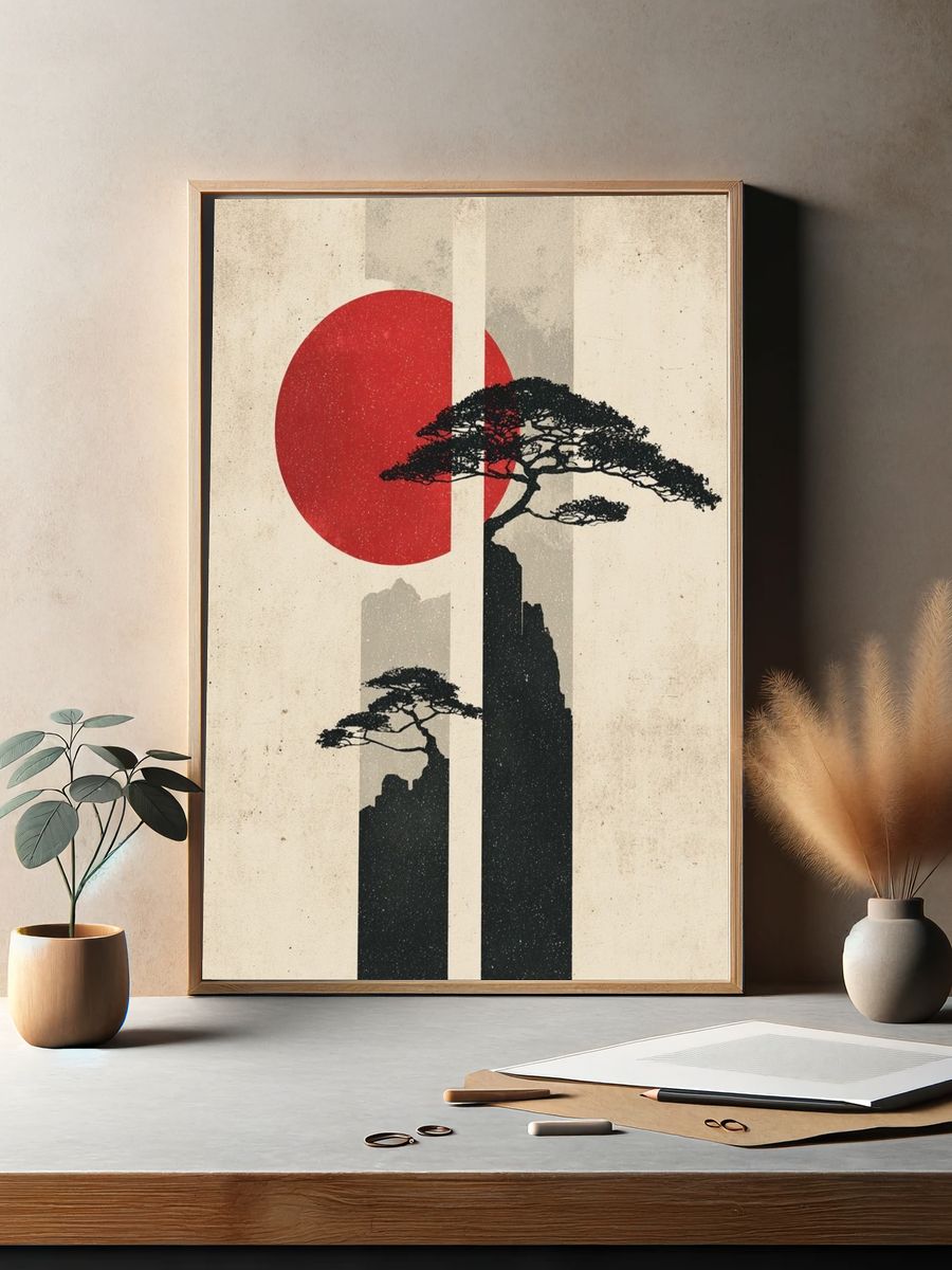 Japanese Landscape — Minimalist Print. — room view 2